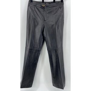 Dana Buchman Pants Womens 8 Black Genuine Leather Straight Leg‎ Fully Lined Luxe